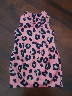 Janie & Jack Girls Pink Leopard Print Bow Dress